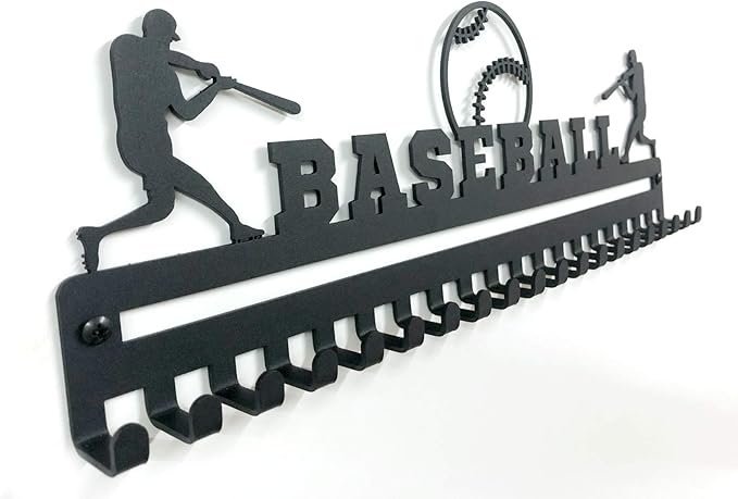 Sports Medal Hanger Display, Medal Holder Ribbon Display with Hooks, Key Holder & Award Rack for Wall, Great Gift for Kids and Adults