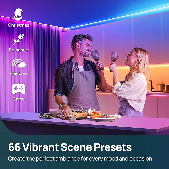 Linkind LED Strip Lights RGB 10ft, Smart Light Strip Work with Alexa and Google Home, App Control Music Sync Segmented Color Changing Led Lights for Bedroom Kitchen