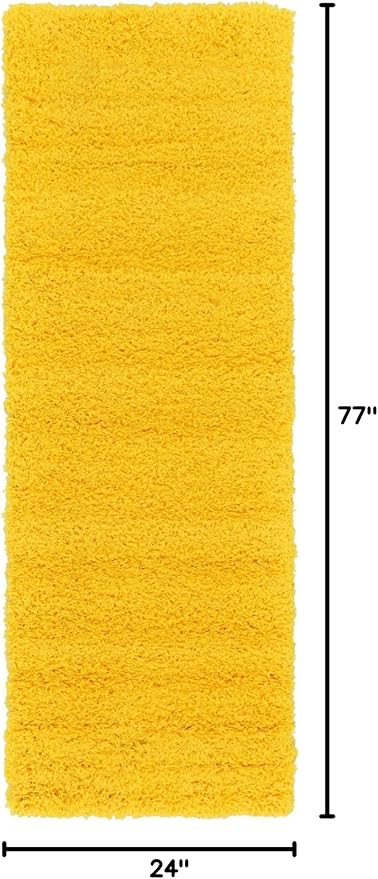 Unique Loom Solid Shag Collection Area Rug (2' x 6' 5" Runner, Tuscan Sun Yellow)