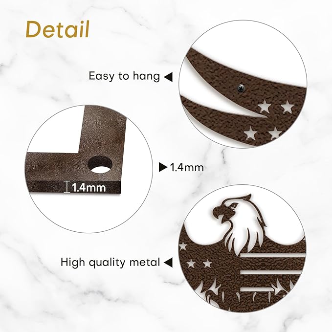 SIGNLEADER Metal Wall Art Decor Eagle Wearing American Flag Minimalist Modern Abstract Wall Sculpture Hangings Home Decoration for Living Room, Bedroom, Bathroom, Kitchen, Outdoor - 18" Bronze