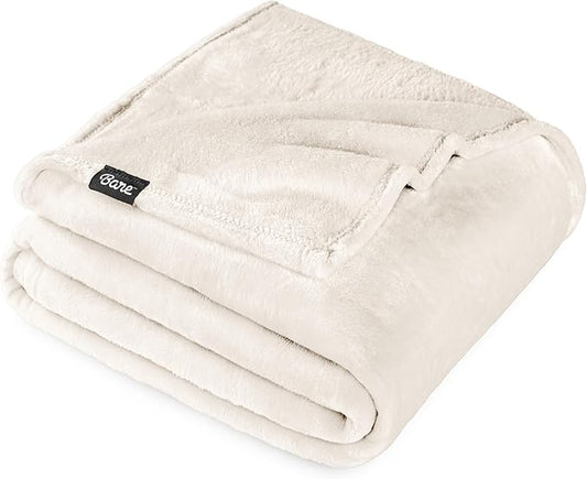 Bare Home Fleece Blanket - Full/Queen - Ultra-Soft Lightweight for Bed, Sofa, and Couch - Luxury Microplush - Cozy Warm Blanket (Full/Queen, Vanilla)