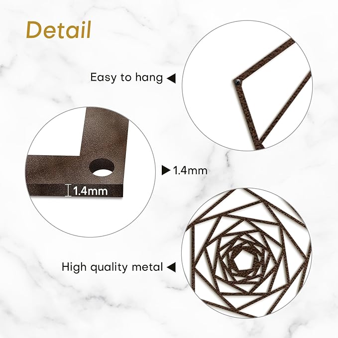 SIGNLEADER Metal Wall Decor Geometric Lines Rose Minimalist Modern Luxury Wall Sculpture Hangings 3D Statue Home Decoration for Living Room, Bedroom, Bathroom, Kitchen, Fireplace, Office - 18" Bronze