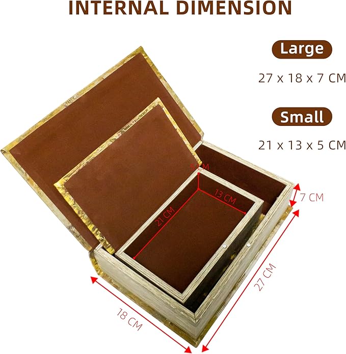 Decorative Book Box Set of 2, Trinket Keepsake Storage Boxes Book Shaped Storage Box Vintage Style Decorative Faux Books Boxes Globe Antique Books for Home Decoration Old World Map Pattern