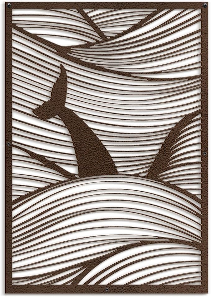 SIGNLEADER Metal Wall Art Decor Whale Tail Minimalist Modern Abstract Wall Sculpture Hangings Home Decoration for Living Room, Bedroom, Bathroom, Kitchen, Outdoor - 18" Bronze