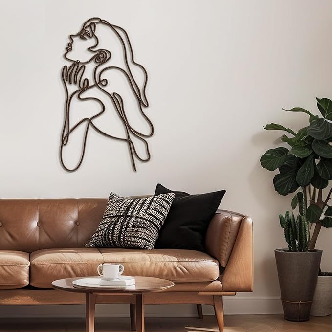 SIGNLEADER Metal Wall Art Decor Body Line Woman Body Drawing Line Modern Abstract Wall Sculpture Hangings Home Decoration for Living Room, Bedroom, Bathroom, Kitchen, Outdoor - 18" Bronze