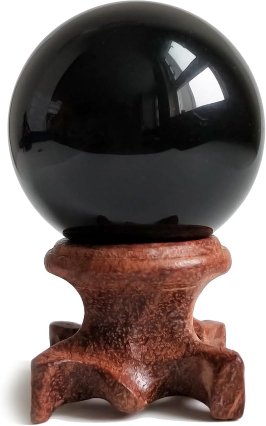 Black Obsidian Crystal Ball 40mm /1.6" for Magic Mirror, Fengshui, Meditation, Healing, Divination, Home Decoration, Black Magic