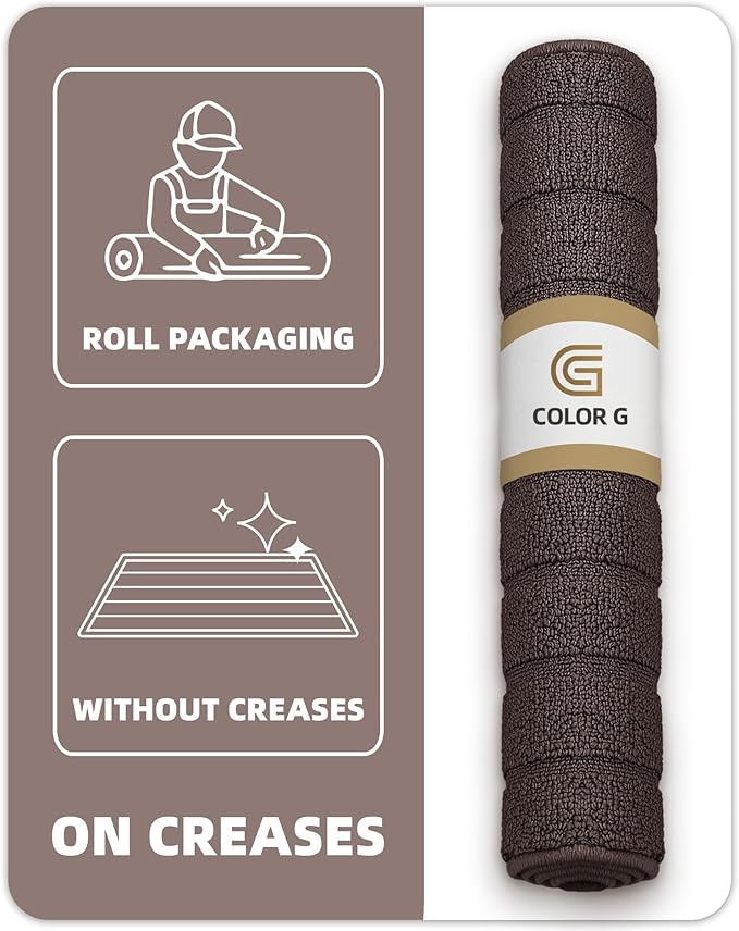 Color&Geometry Striped Designed Absorbent Washable Polypropylene Kitchen Floor Mat, Brown 17"x79", Non Slip TPE Backed, Low-Profile Sink Runner Rugs, Easy Clean Long Kitchen Carpet (Roll Packed)