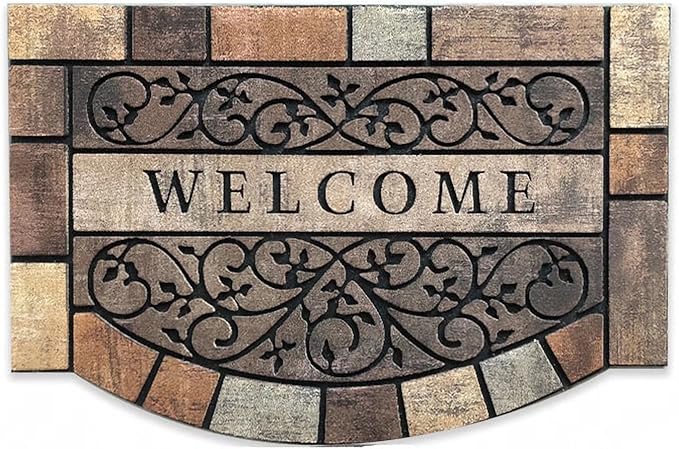 Entrance Floor Mat Indoor Outdoor Doormat, Door Rugs for Entryway, Front Entrance Welcome Mat, Semicircle Door Mat,Machine Washable Low-Profile for Entrances, Garages, Patios, High Traffic Areas