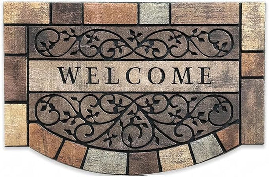 Entrance Floor Mat Indoor Outdoor Doormat, Door Rugs for Entryway, Front Entrance Welcome Mat, Semicircle Door Mat,Machine Washable Low-Profile for Entrances, Garages, Patios, High Traffic Areas