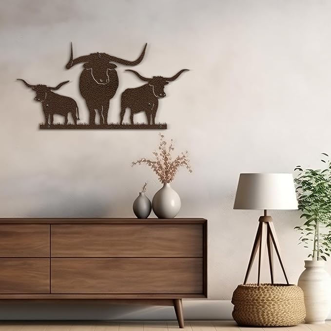 SIGNLEADER Metal Wall Art Decor Three Cows Minimalist Modern Abstract Wall Sculpture Hangings Home Decoration for Living Room, Bedroom, Bathroom, Kitchen, Outdoor - 18" Bronze