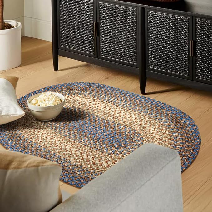 RRI Home Decor EastEnd EL93 Blue Lake 2' x 3' Oval - Braided Area Rug, Home Decor, Floor Mat or Bedroom Rug - Easy Care, Ideal for High Traffic Areas in Hallway and Living Room - Made in USA