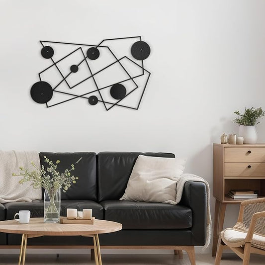 SIGNLEADER Metal Wall Decor Picasso Lines Geometric Minimalist Modern Luxury Wall Sculpture Hangings 3D Statue Home Decoration for Living Room, Bedroom, Bathroom, Kitchen, Fireplace, Office - 18" Black
