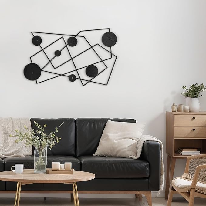 SIGNLEADER Metal Wall Decor Picasso Lines Geometric Minimalist Modern Luxury Wall Sculpture Hangings 3D Statue Home Decoration for Living Room, Bedroom, Bathroom, Kitchen, Fireplace, Office - 24" Black
