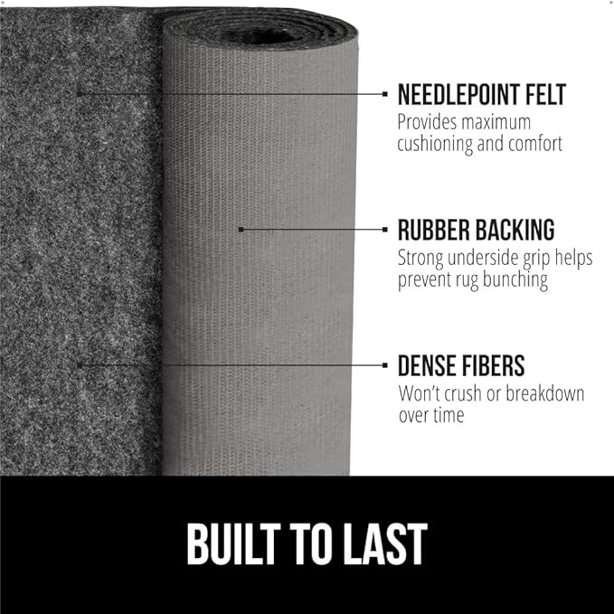 GORILLA GRIP Felt and Natural Rubber Stay in Place Slip Resistant Rug Pad, 1/4in Thick, 2x10 FT Protective Padding Under Area Rugs, Cushioned Gripper Pads, Carpet Runners, Hardwood Floors Protection