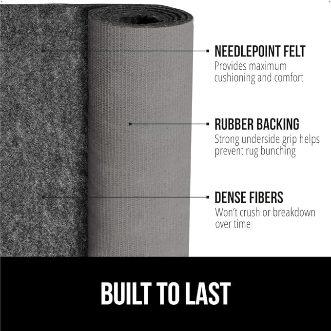GORILLA GRIP Felt and Natural Rubber Stay in Place Slip Resistant Rug Pad, 1/4in Thick, 6x9 FT Protective Padding Under Area Rugs, Cushioned Gripper Pads, Carpet Runners, Hardwood Floors Protection