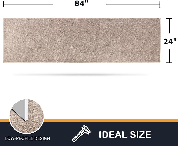 PURRUGS Dirt Trapping Door Mat 24" x 84", Non-Slip Machine Washable Entryway Rug, Dog Doormat, Indoor Front Door Mat, Super Absorbent Entry Rug for Muddy Shoes & Paws, Taupe