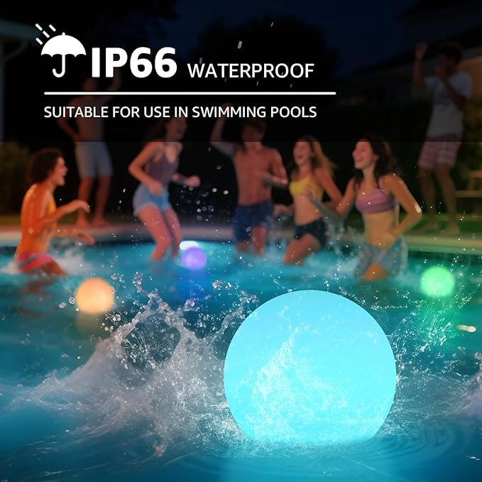 FUYO Smart Table Lamp, 8-inch Rechargeable LED Globe Orb Light with App/Remote Control, IPX6 Water-Resistant, 16 Colors & 4 Modes, Sphere Night Light for Home Bedroom Pool Garden Decor