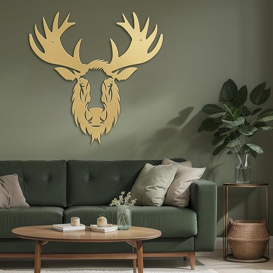 SIGNLEADER Metal Wall Art Decor Deer Minimalist Modern Abstract Wall Sculpture Hangings Home Decoration for Living Room, Bedroom, Bathroom, Kitchen, Outdoor - 18" Gold