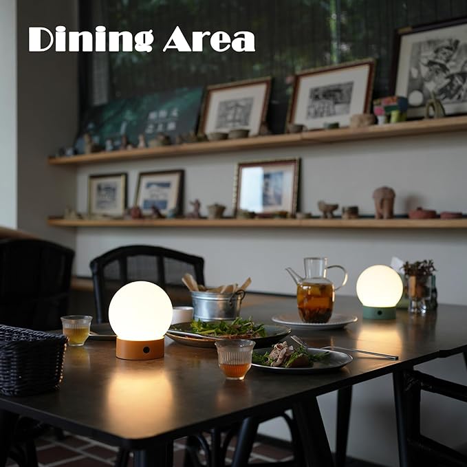 Small Cute Cordless Table Lamp Rechargeable, Battery Operated Shower Lamp Waterproof, Touch Dimmable Globe Ambient Light for Outdoor/Bedside/Patio/Dining (Khaki)