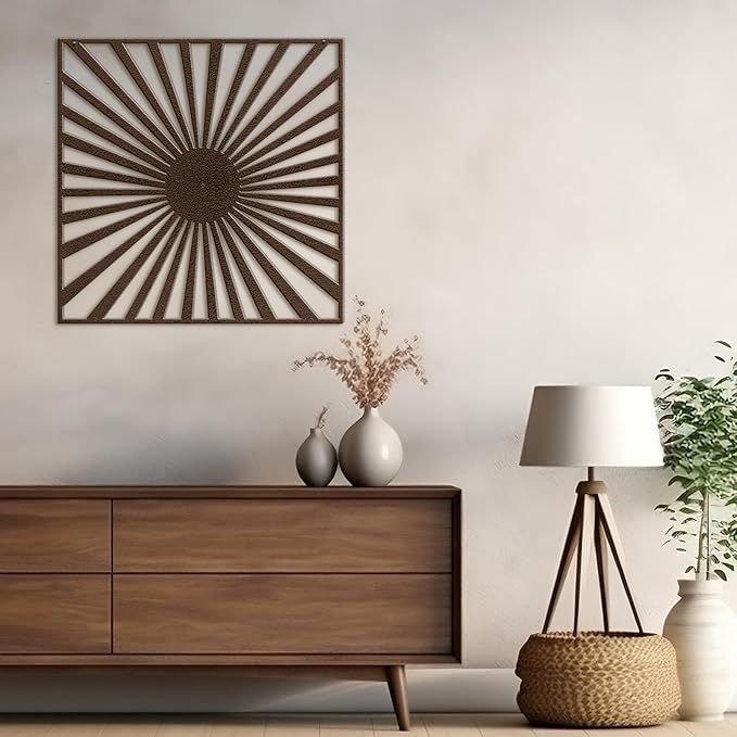 SIGNLEADER Metal Wall Decor Sun Ray Lake Minimalist Modern Luxury Wall Sculpture Hangings 3D Statue Home Decoration for Living Room, Bedroom, Bathroom, Kitchen, Fireplace, Office - 18" Bronze