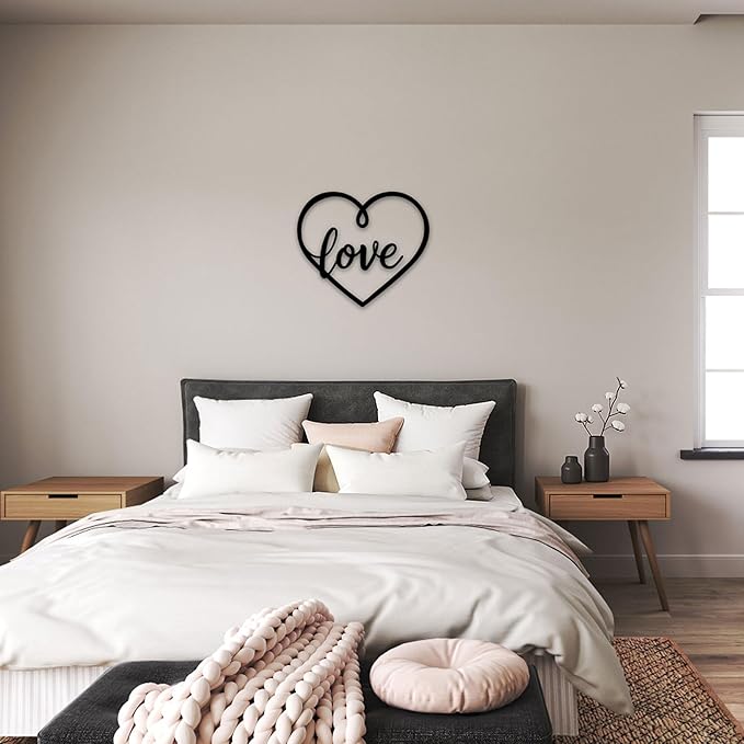 GlintHome Black Metal Wall Decor - Letter(love) Wall Art for Bedroom Living Room Office Home Decor