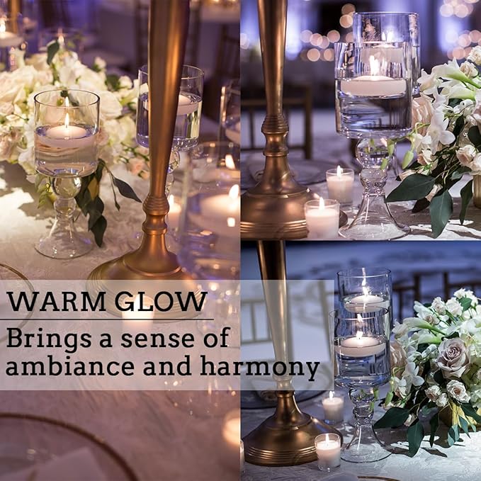 10hours 24 Pack of 3-inch Floating Candle Set, Fragrance-Free White Soy Candle for Weddings, Pool Parties, Holiday Table Decorations,Home Decor,Spa.