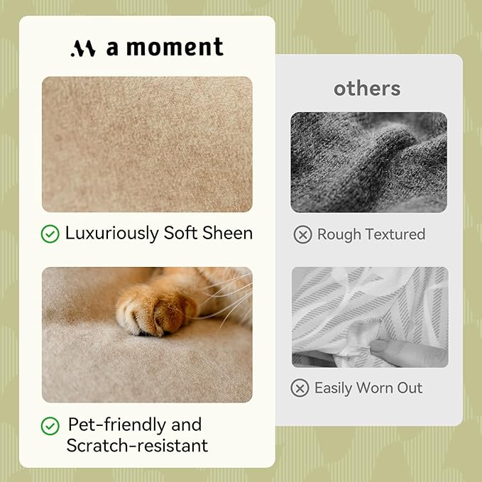 a moment Pack of 2 Beige Stain-Resistant Throw Pillow Covers Pet-Friendly Pillowcases Cushion Covers for Sofa Couch Bed Outdoor Waterproof 12x20 Inch