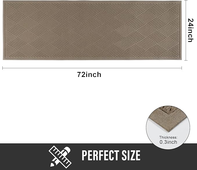 HIYARD Sturdy Front Door Mat, Absorbent Muddy Dirt Resist Welcome Door Mats Outdoor Indoor, Stain and Fade Resistant, Non-Slip Rubber Backing Low Profile Doormat for Entryway, 72×24, Beige