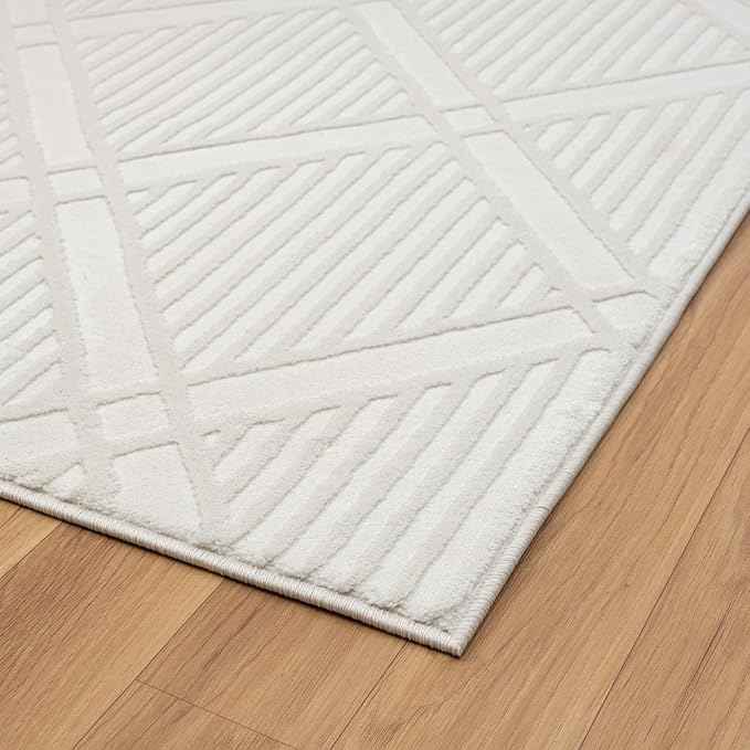 LUXE WEAVERS Geometric Diamond Shaped Cream 2x7 Area Rug