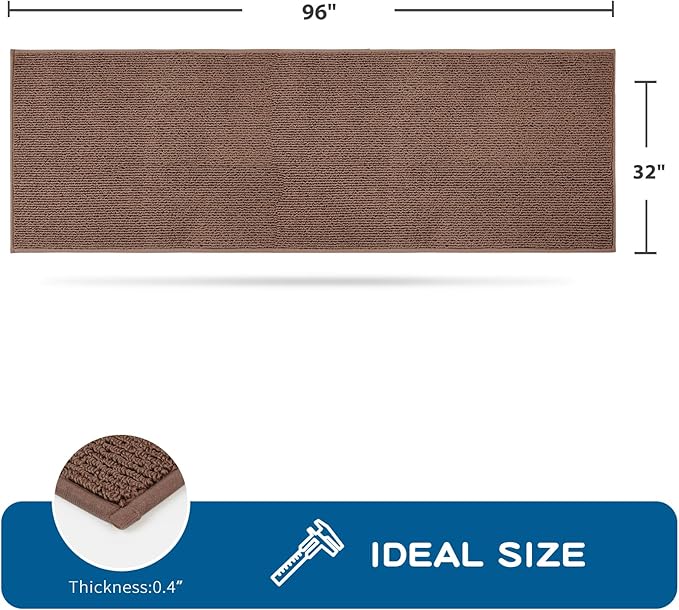 PURRUGS Machine Washable Kitchen Runner Rug 2ft8in x 8ft, Non-Slip/Skid Hallway Runner Rug, Super Absorbent Soft Area Rug for Hallway, Kitchen & Laundry, Rolled Packaging, Brown