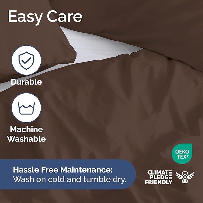 Duvet Cover Twin/Twin XL Size Set - Extra Soft Duvet Cover 68 x 90 with 1 Pillow Sham - Hotel Luxury, Easy Care and Fade Free with Zipper Closures & Ties - Comfy, Cozy Breathable Bedding Set (Brown)