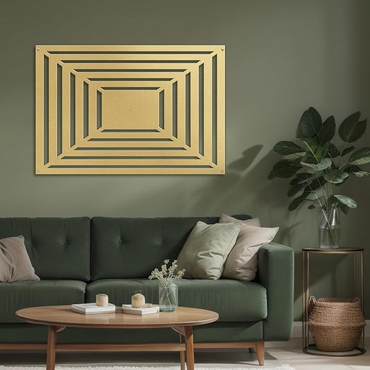 SIGNLEADER Metal Wall Decor Rectangles Gradient Minimalist Modern Luxury Wall Sculpture Hangings 3D Statue Home Decoration for Living Room, Bedroom, Bathroom, Kitchen, Fireplace, Office - 24" Gold
