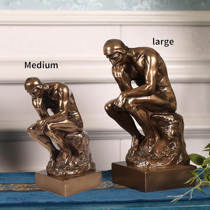 Magicsculp-Text Customization The Thinker Statue in Premium Cold Cast Bronze- 12-Inch Museum Grade Collectible Figurine-(Large-Decoration)