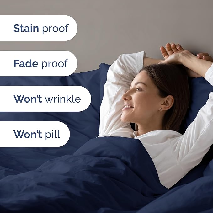 Duvet Cover Twin/Twin XL Size Set - Extra Soft Duvet Cover 68 x 90 with 1 Pillow Sham - Hotel Luxury, Easy Care and Fade Free w/ Zipper Closures & Ties - Comfy, Cozy Breathable Bedding Set (Navy Blue)