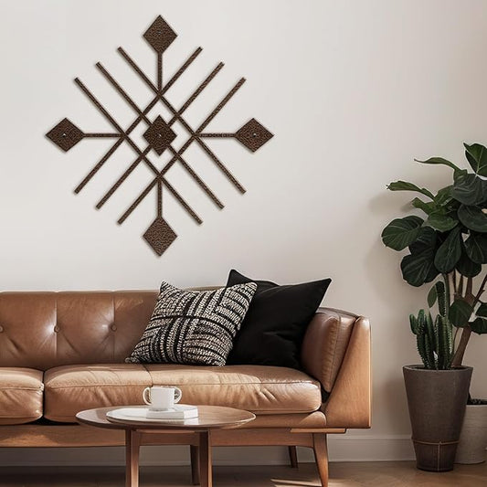 SIGNLEADER Metal Wall Decor Folk Symbol Mystery Minimalist Modern Luxury Wall Sculpture Hangings 3D Statue Home Decoration for Living Room, Bedroom, Bathroom, Kitchen, Fireplace, Office - 24" Bronze