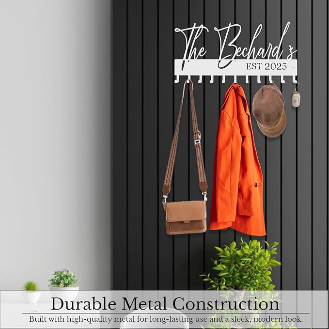 Personalized Metal Key Rack Hooks, Key Holder Wall Mounted Key Hooks, Name Theme Wall Decoration Hooks, Key Hanger Organizer for Living Room, Entryway, Bathroom, Office Decor(Above)