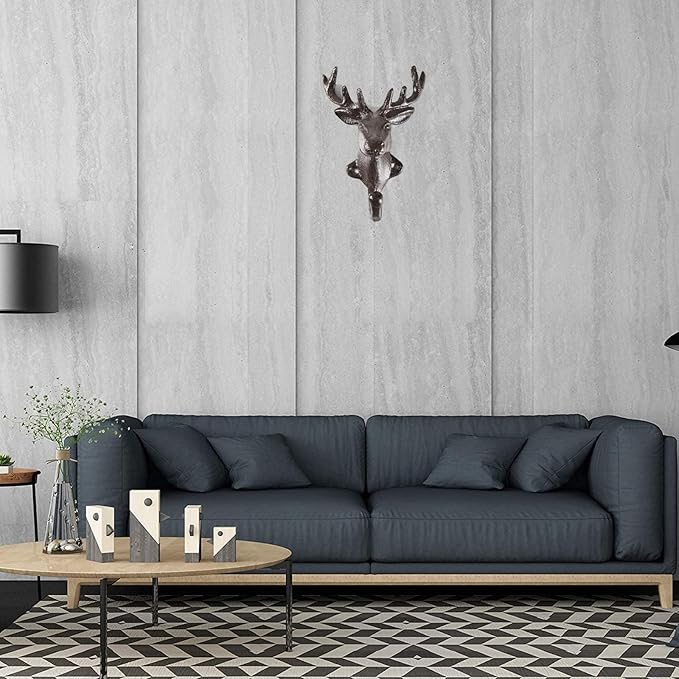 BRASSTAR 2PCS Cast Iron Deer Head Single Wall Coat Hook Hanging for Coats, Bags, Hats, Towels, Keys, Rustic Retro Home Decorative Gift TQGJPT267-02