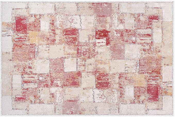 Beverly Rug Modern Abstract Entry Rug 2x3 Luxury Ultra Soft Vintage Indoor Area Rugs for Living Room Stain Resistant Non Shedding Indoor Carpet Alfombras para Salas Modernas (2 x 3 Pink)