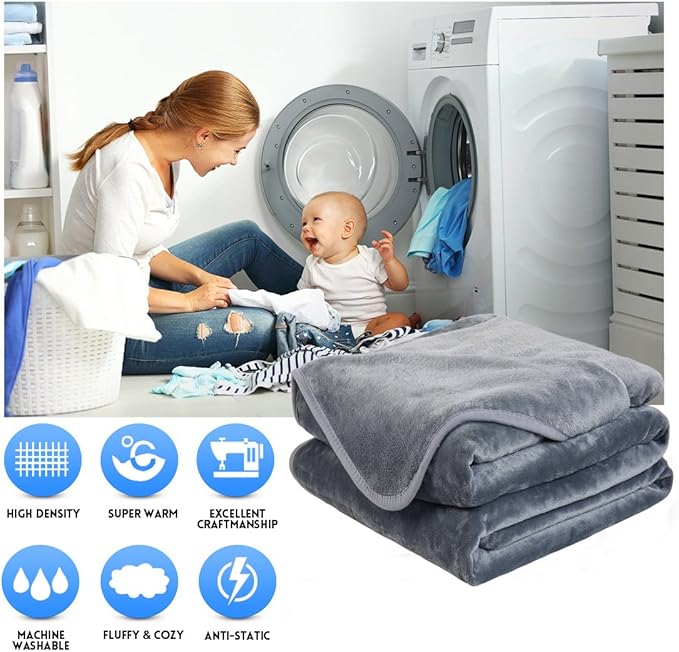 Soft Blanket Warm Fuzzy Microplush Lightweight Thermal Fleece Blankets for Couch Bed Sofa,California King102X108Inch,Gray