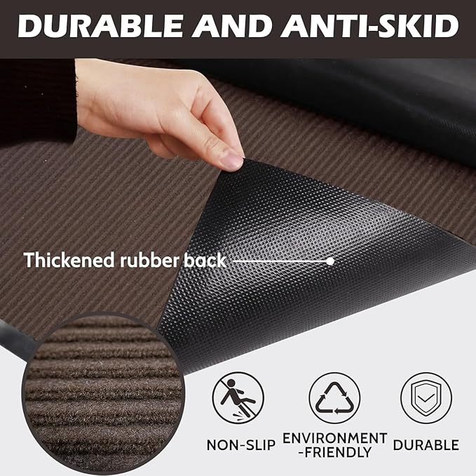 MAKUANG 48" x 36" (4' x 3') Heavy Duty Indoor Outdoor Door Mat | Durable Front Entrance Rug | Non-Slip Low Profile Welcome Mat | Stain & Fade Resistant | for Home, Patio & Commercial Use, Brown