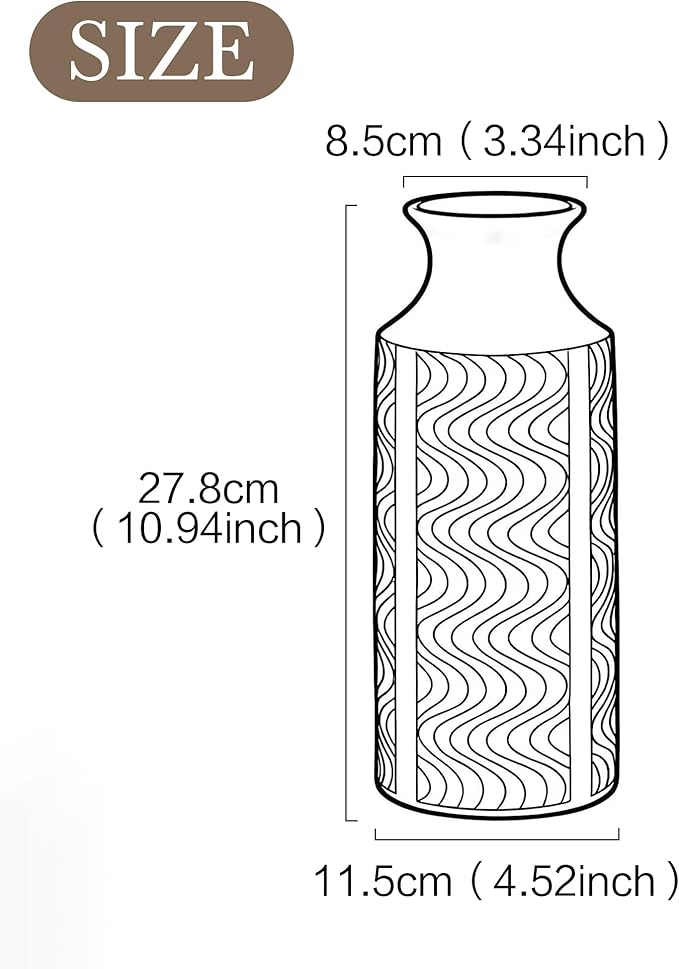 Black Vintage Vase - 11 in Ceramic Decorative Vase - Tall Flower Vase for Home Decor - Table Pedestal Cylinder Bud Vases for Centerpieces - Decoration Farmhouse Vase by Lyeec