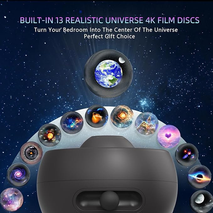 Galaxy Projector Pro, 13 in 1 HD Planetarium Projector Pro for Bedroom, Galaxy Star Night Light Projector for Adults Gaming Room/Party/Home Décor (Black)