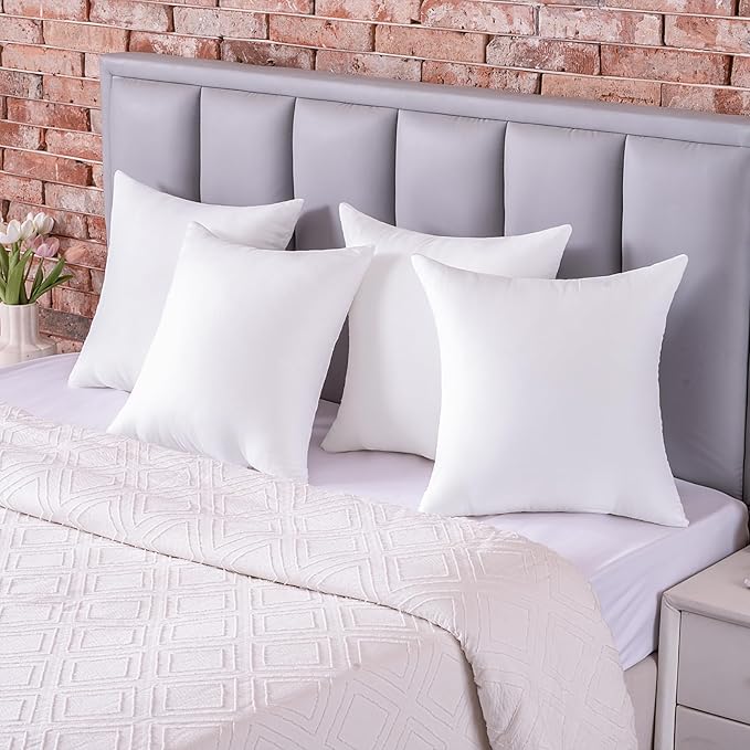 22x22 Outdoor Pillow Inserts Set of 2 Waterproof Hypoallergenic Oversized Throw Cushion Fillers – Square Polyester White Decorative Pillows for Couch Bed Sofa Patio Furniture – Soft & Firm Support