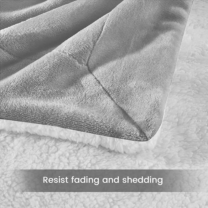 MOONLIGHT20015 Sherpa Throw Blanket - (Light Grey, 50X60 Inches) Soft and Warm Blankets for Winter Thick, Fluffy and Plush Blanket for Bed, Sofa, Camping and Travel