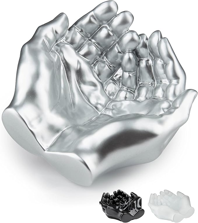 Hand Shaped Succulent Planter Pot - Crystal Holder Display - Air Plant Holder Hand Planter - Giving Hands Sculpture Decor - Key Bowl Ring Dish Trinket Dish Candy Dish - Candle Holder (Silver)