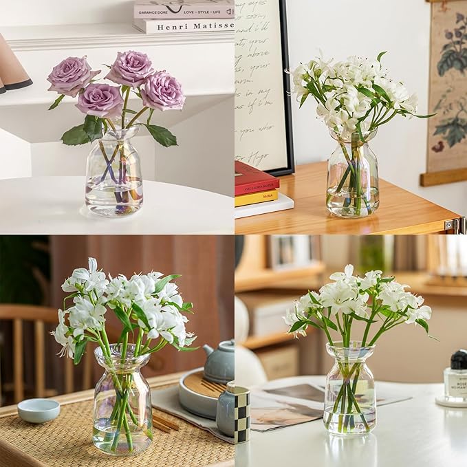 Gute Glass Vases for Decor, Modern Decorative Flower Vase Centerpieces Table Home Indoor Desk Decor Living Room, Kitchen, Office Wedding or Housewarming Gifts (Iridescent)