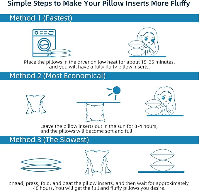 QSWRD 22 x 22 Outdoor Pillow Insert Pack of 4 Patio Furniture Pillows Cushion Waterproof Square Throw Pillow Inserts Decorative Couch Pillow Inserts White Sofa Sham Cushion Stuffer