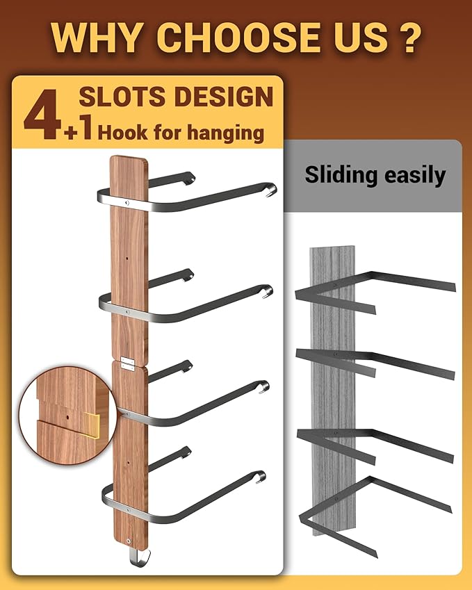 Cowboy Hat Rack for Wall, Cowboy Hat Holder for 4 with Hooks,Wooden Rustic Metal Hanger for Wall with Pine Board,Western Baseball Hat Rack Holder for Fedora, Sun Hats