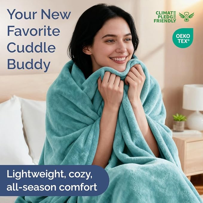 Ultra Soft Fleece Blanket Twin Size - Flannel Fleece Luxury Twin Blanket - Lightweight for Couch Bed Chair - Thick, Warm & Breathable - All Season Cozy Fuzzy, Anti-Static Microplush Bedding, Turqoise