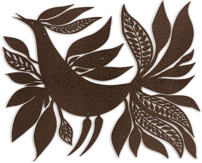 SIGNLEADER Metal Wall Art Decor Bird with Leaves Minimalist Modern Abstract Wall Sculpture Hangings Home Decoration for Living Room, Bedroom, Bathroom, Kitchen, Outdoor - 18" Bronze